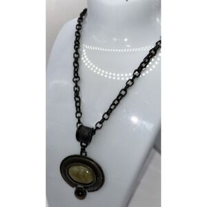 Vintage Robert Rose Necklace Tiger Eye Pale Green With Swirl Larger Stone Signed